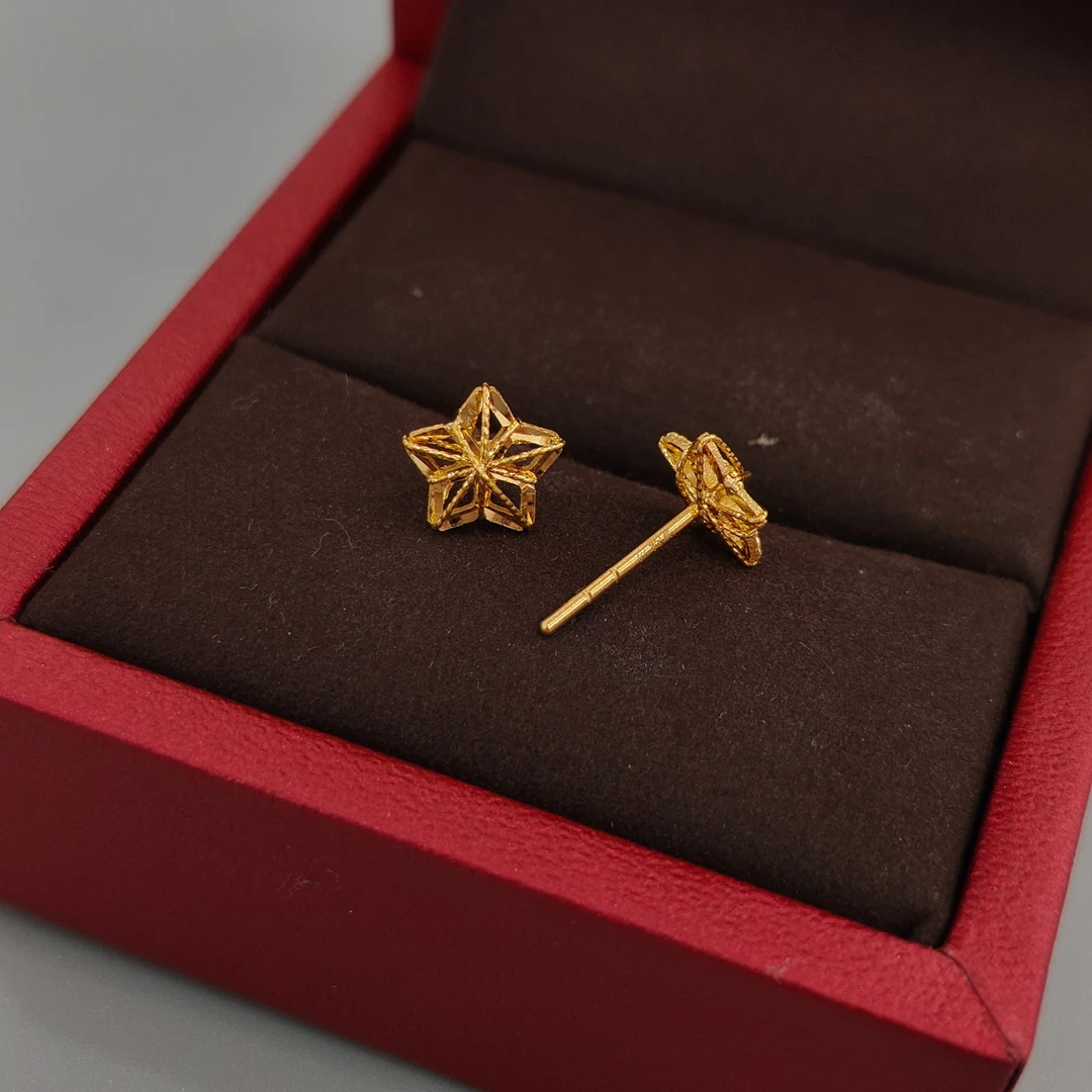 珺铺黄金 5G足金999【一店】镂空五角星轻奢精致吸睛必备直针