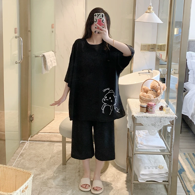 仿棉绸大码睡衣300斤胖妹妹特大码夏季空调服室内暖气家居服