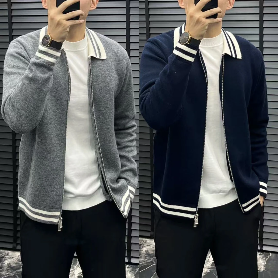 HS2025秋冬新款针织休闲时尚百搭翻领羊毛开衫