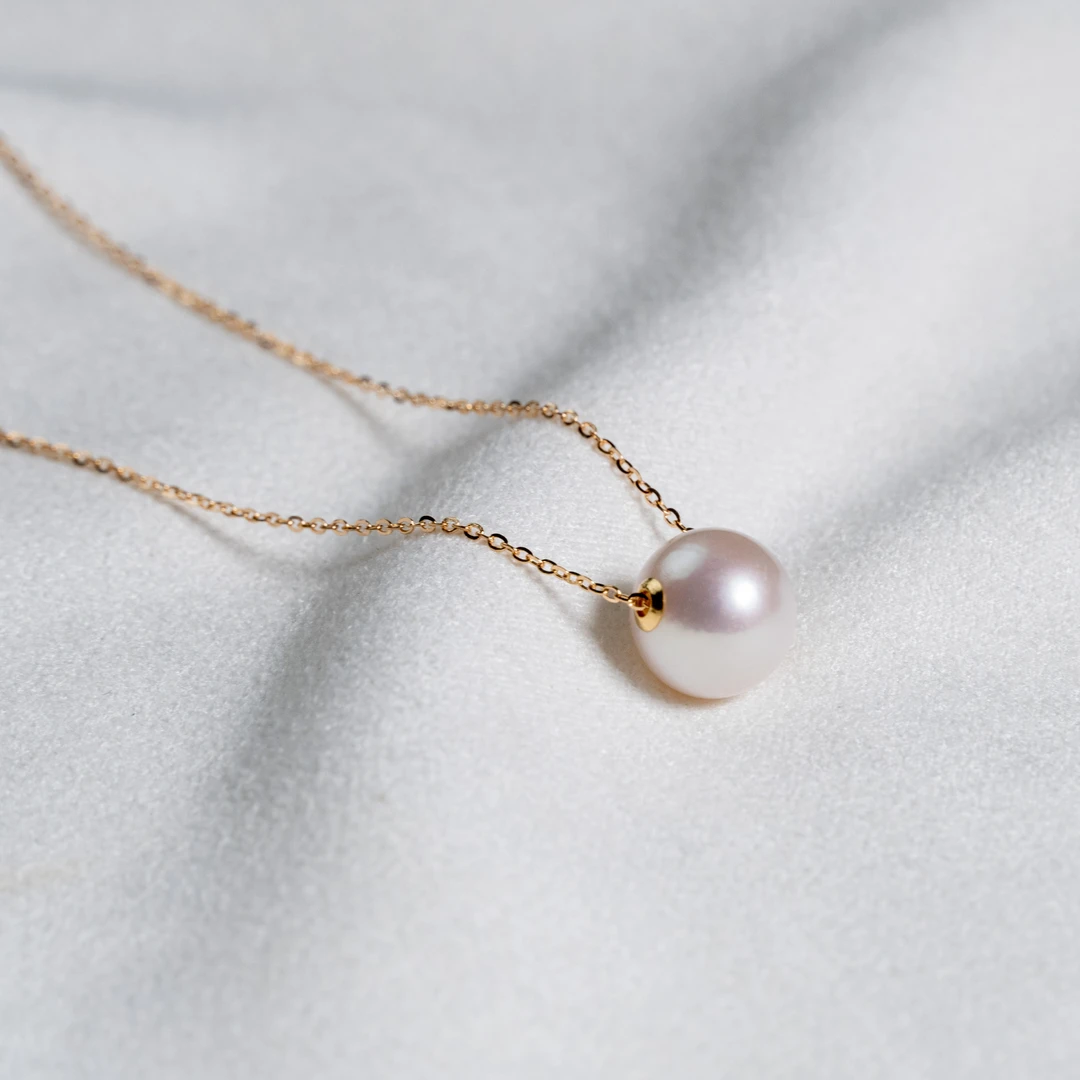 【路路通】淡水珍珠10-11mm路路通金贴片气质款吊坠(赠银链)