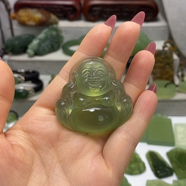 蛇纹石玉未镶嵌挂件随**舞