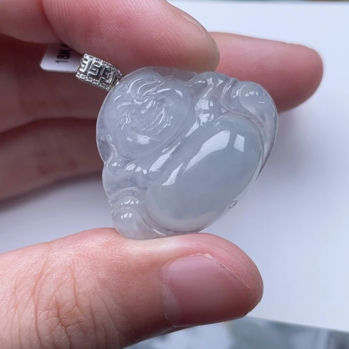 翡翠18K金镶嵌颈饰佛公