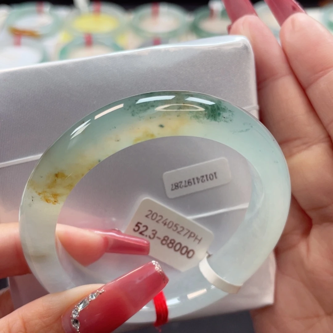 【闪购商品】翡翠手镯未镶嵌高冰起光国风敦煌风璀璨辉煌52.3圈10