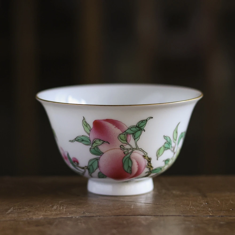 【佳香】徐窑手工手绘家用室用精美高档茶道茶具茶杯-三桃主人杯