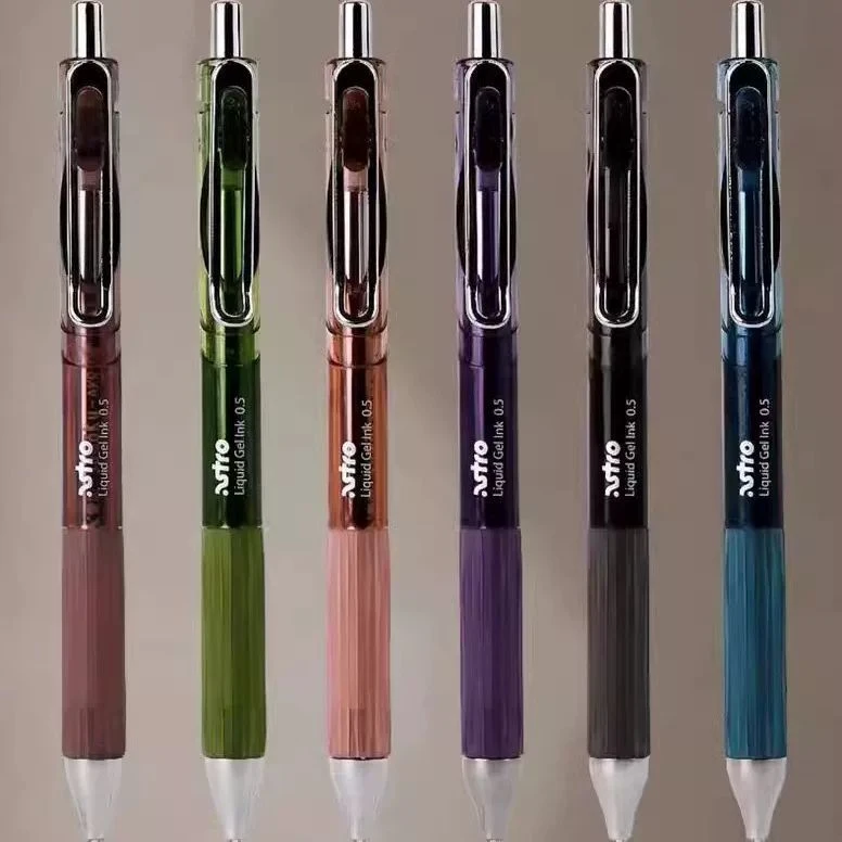 （6支）爱加9855悠然拿铁0.5软握低重心大容量考试刷题黑笔中性笔