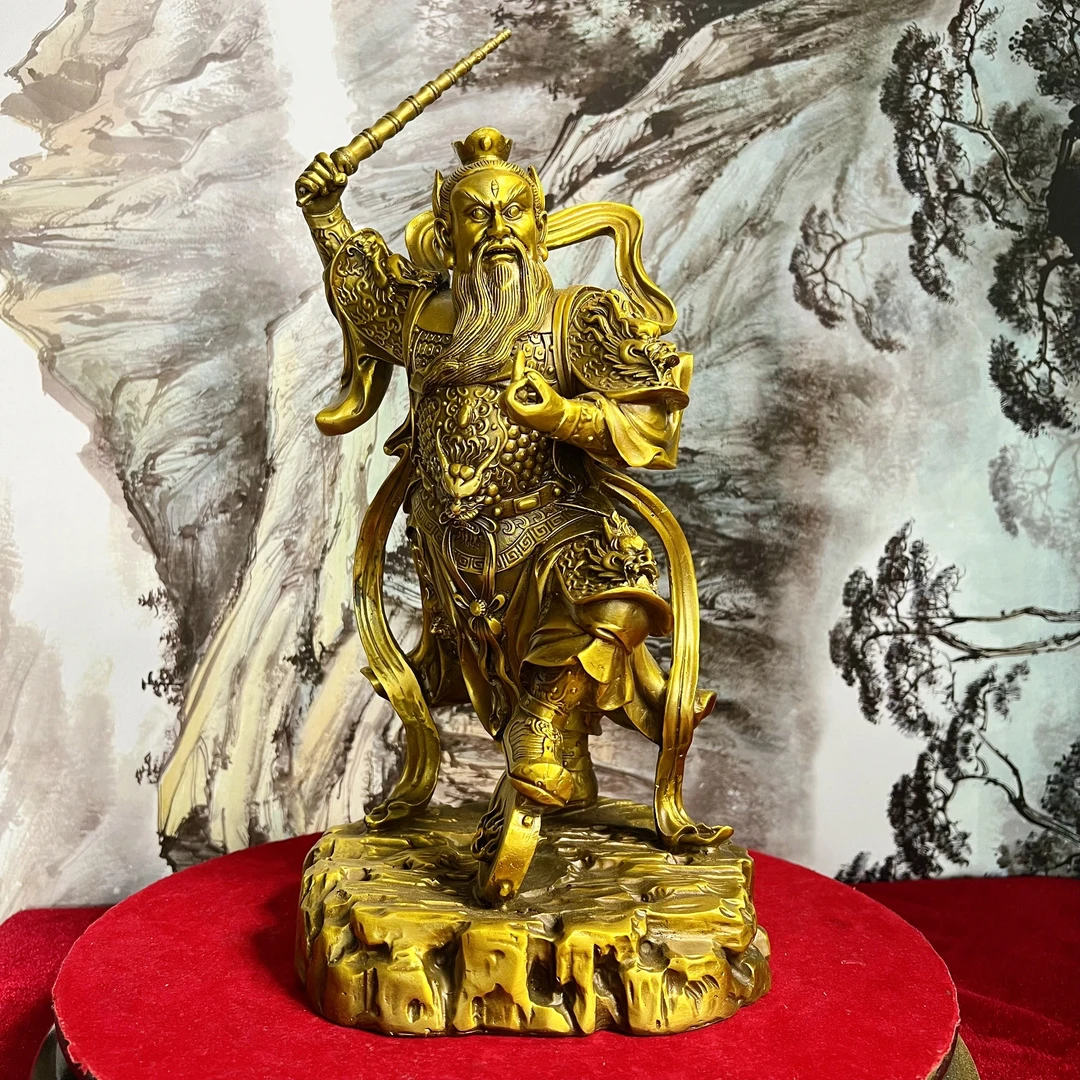纯铜王灵官神像王天君三眼灵官护法火神铜像居家供奉客厅摆件