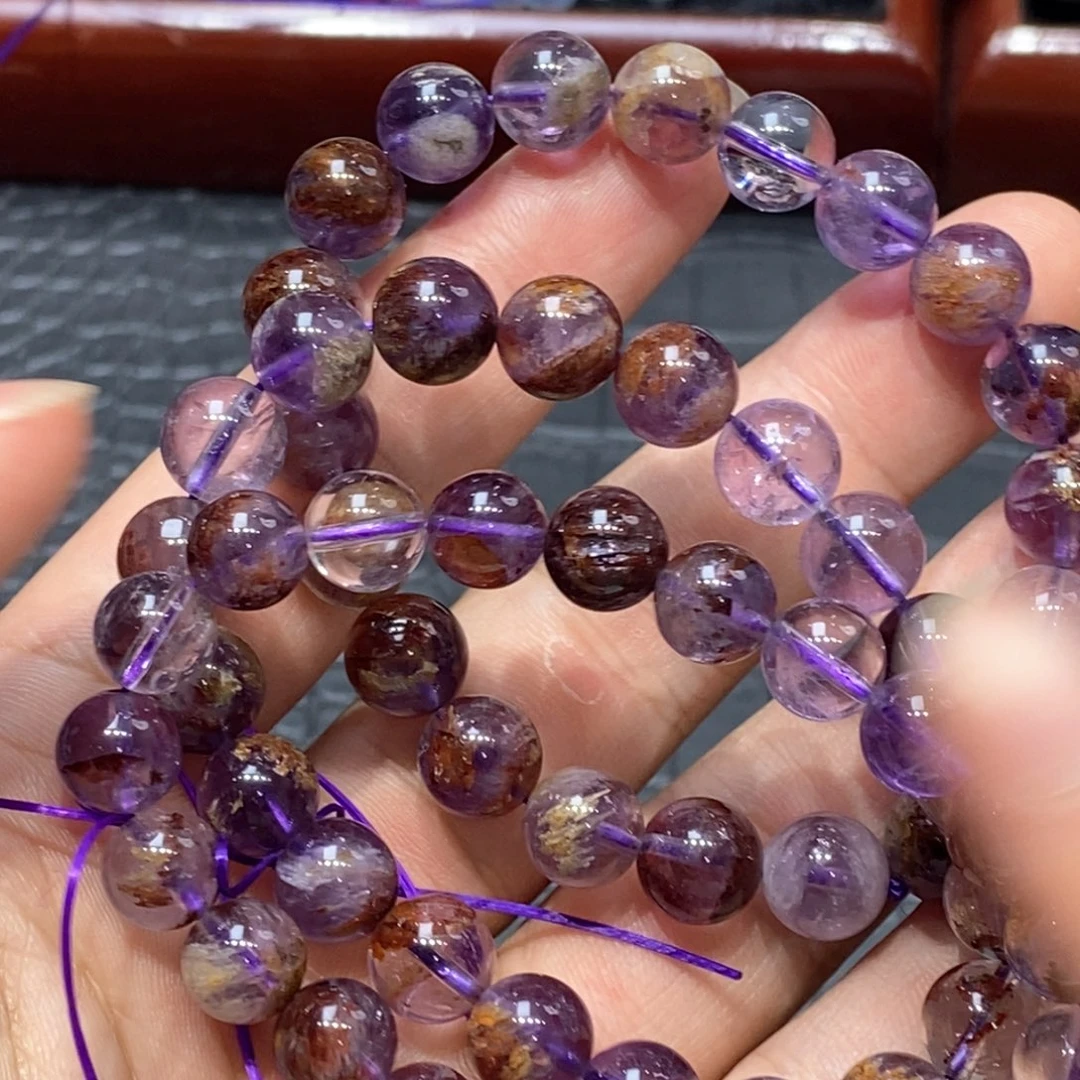 未镶嵌手链水晶紫幽灵9mm+