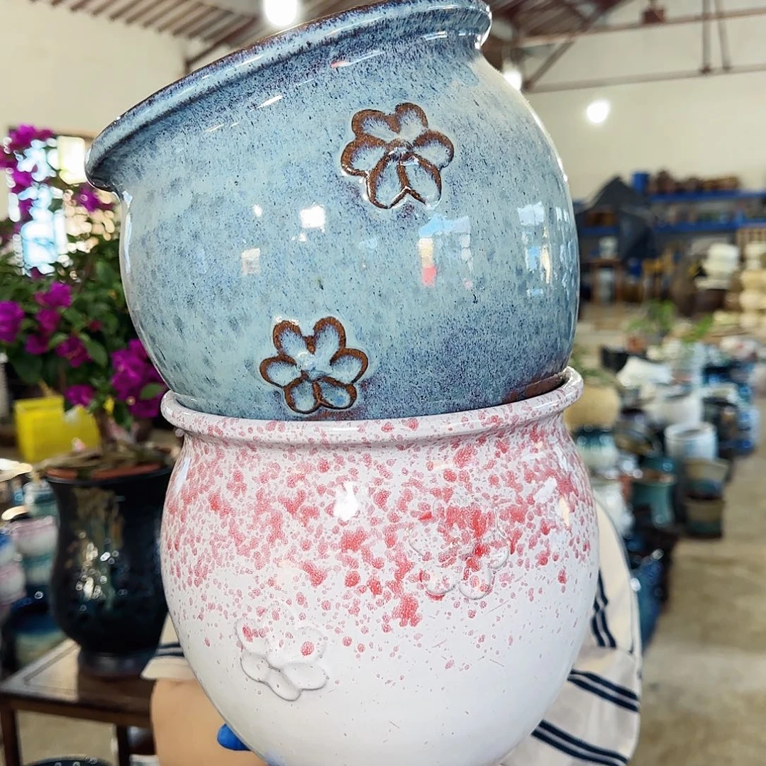 紫砂花盆高19口20
