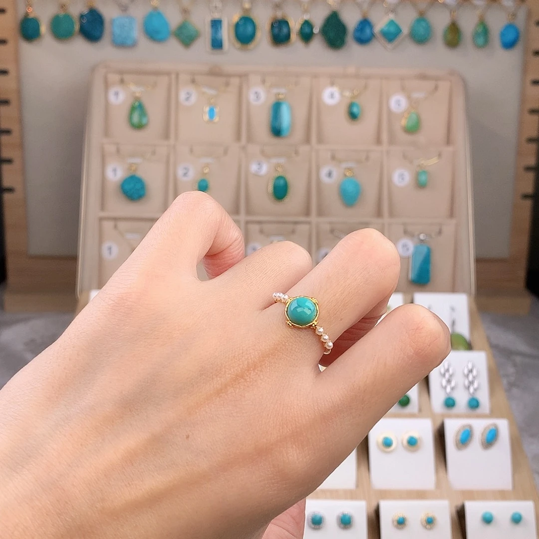 绿松石银S925镶嵌戒指