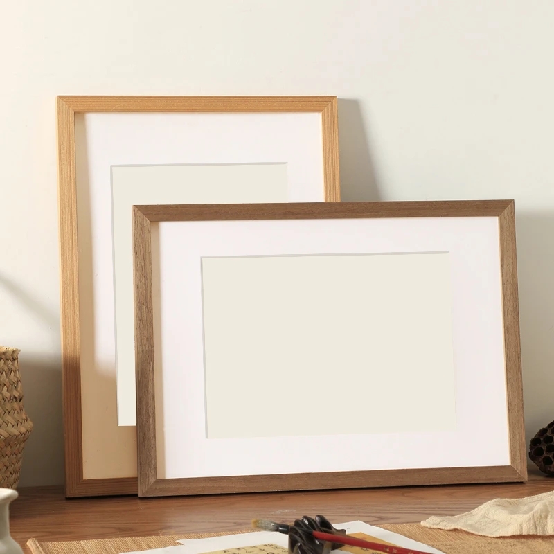 实木书法相框空白画框定制装裱A3a4毛笔硬笔书法作品带卡纸展示框