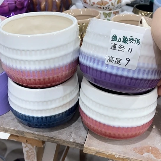 多肉绿植陶瓷花盆9.9包邮，有孔