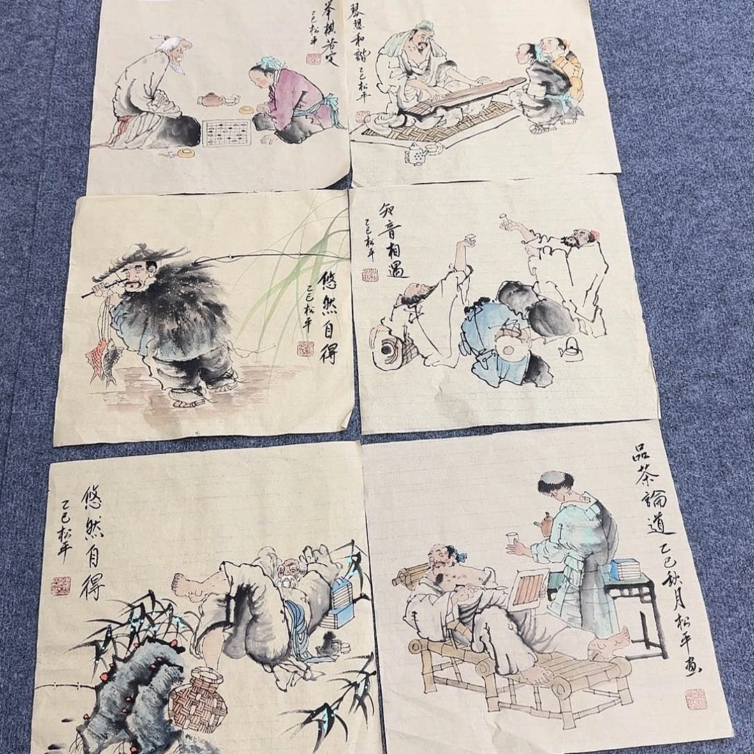 国画35*35纯手绘增松平