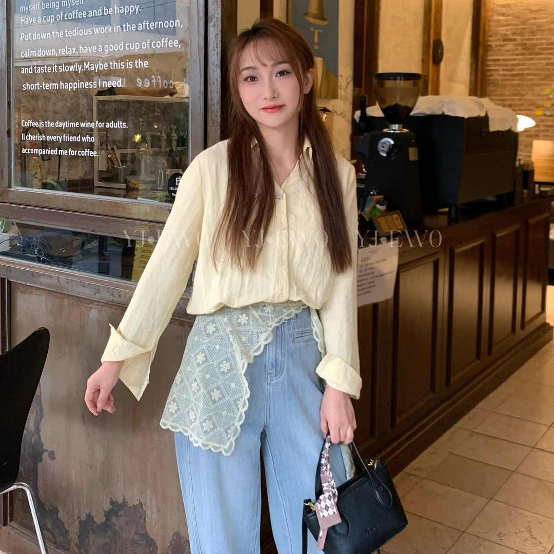 【现货】春季新款百搭宽松休闲简约长袖气质小众衬衫-8191