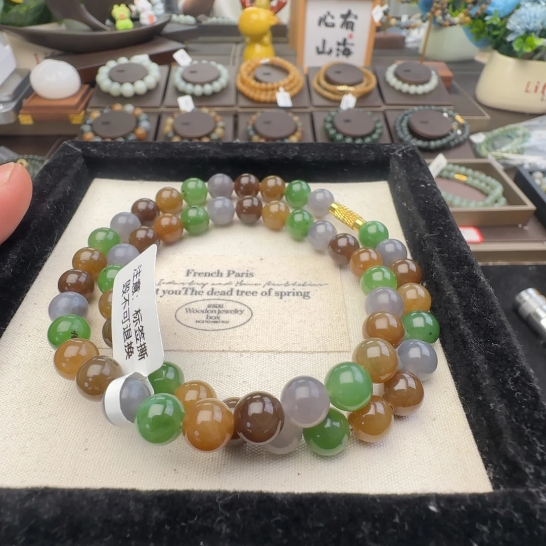 和田玉未镶嵌手链卡8复古风多宝女神链，56