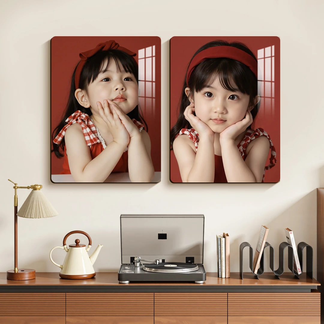 【16寸水晶高清相框】水晶高清相框挂墙设计款定制全家福婚纱照