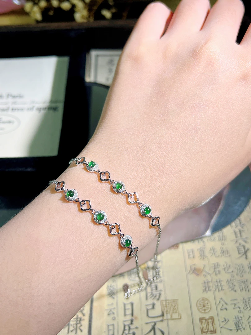 新中式天然危料蓝水翡翠手链女轻奢小众高级感气质百搭手饰送女友