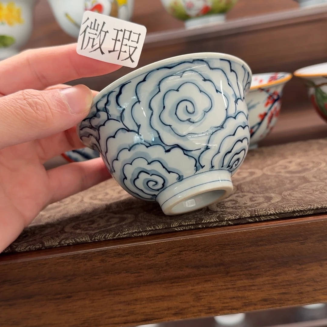 釉下手绘茶具微瑕