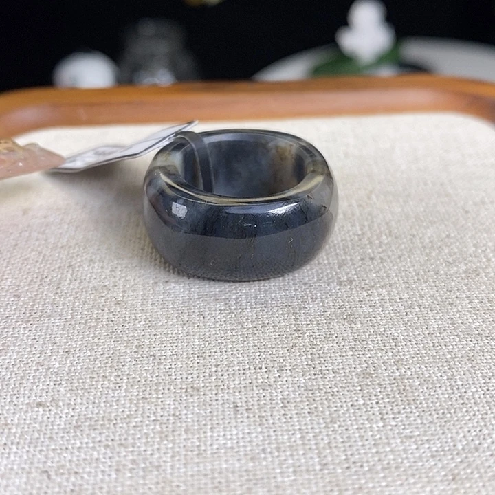 和田玉未镶嵌戒指Z140 青花方圆 16.6