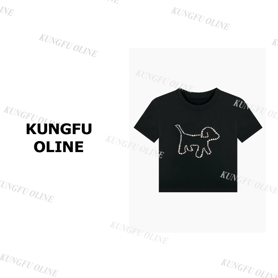 【珍珠小狗】T9749流行款卡通印花圆领短袖T恤潮流休闲上衣