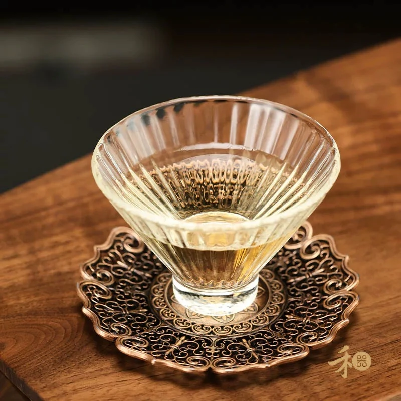 禾器茶垫茶道隔热垫 茶具配件家用防滑防烫茶托合金茶杯垫复古