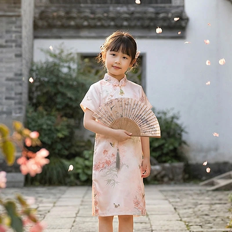 【破茧成蝶】新款女童夏季旗袍中国风中高考旗袍儿童中长款裙子