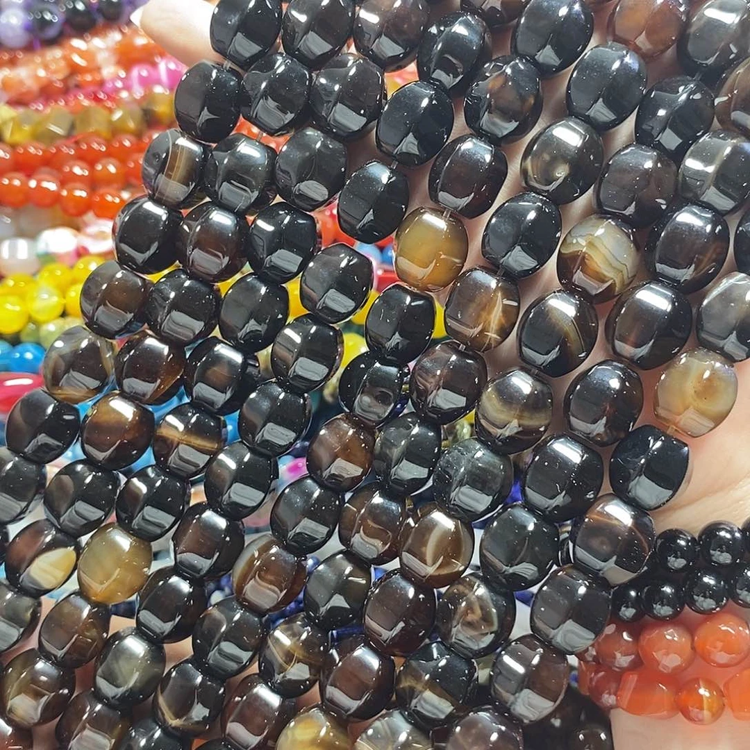 玛瑙/玉髓未镶嵌珠宝半成品玛瑙瓜珠一条卡14mm