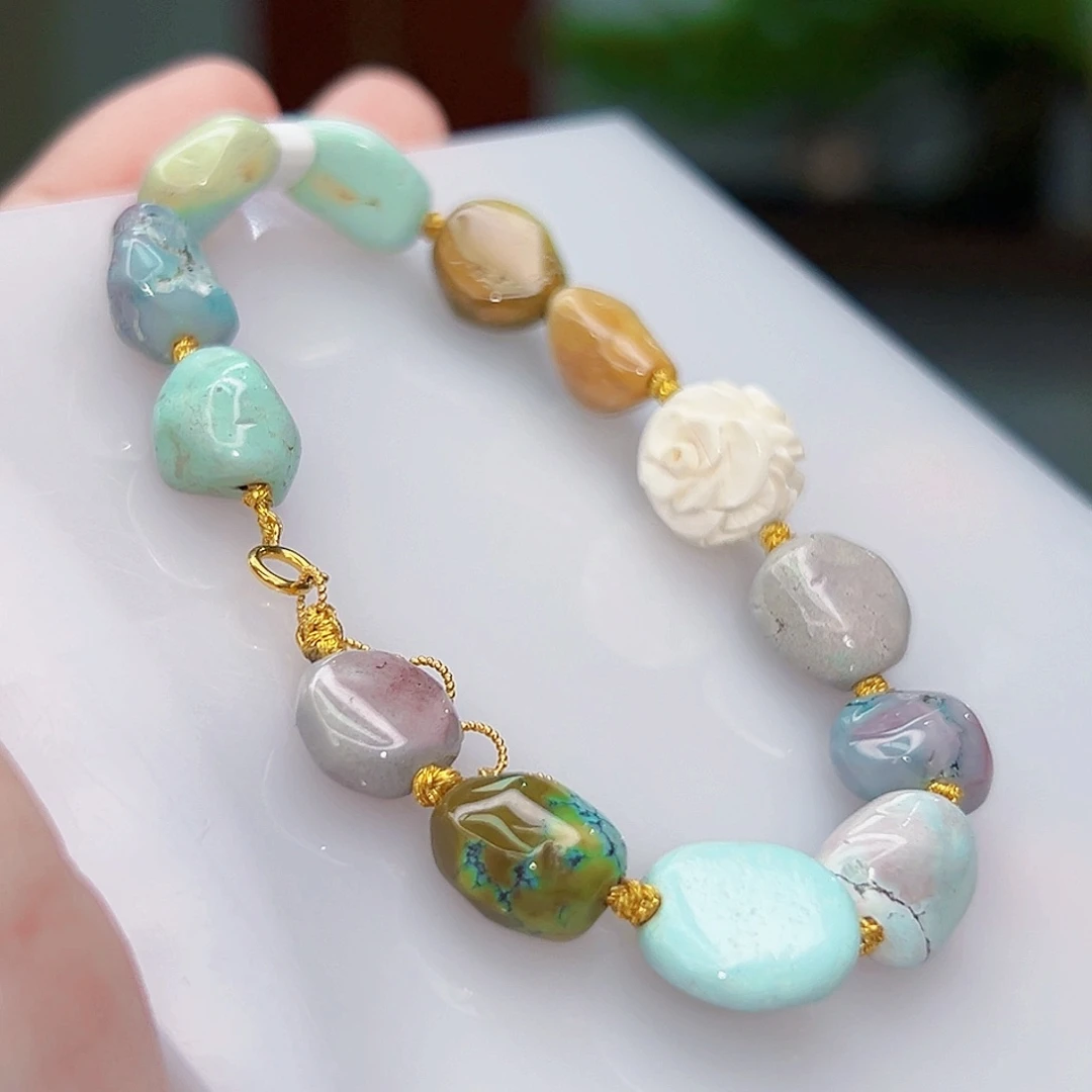 绿松石珠宝奇石18K金镶嵌