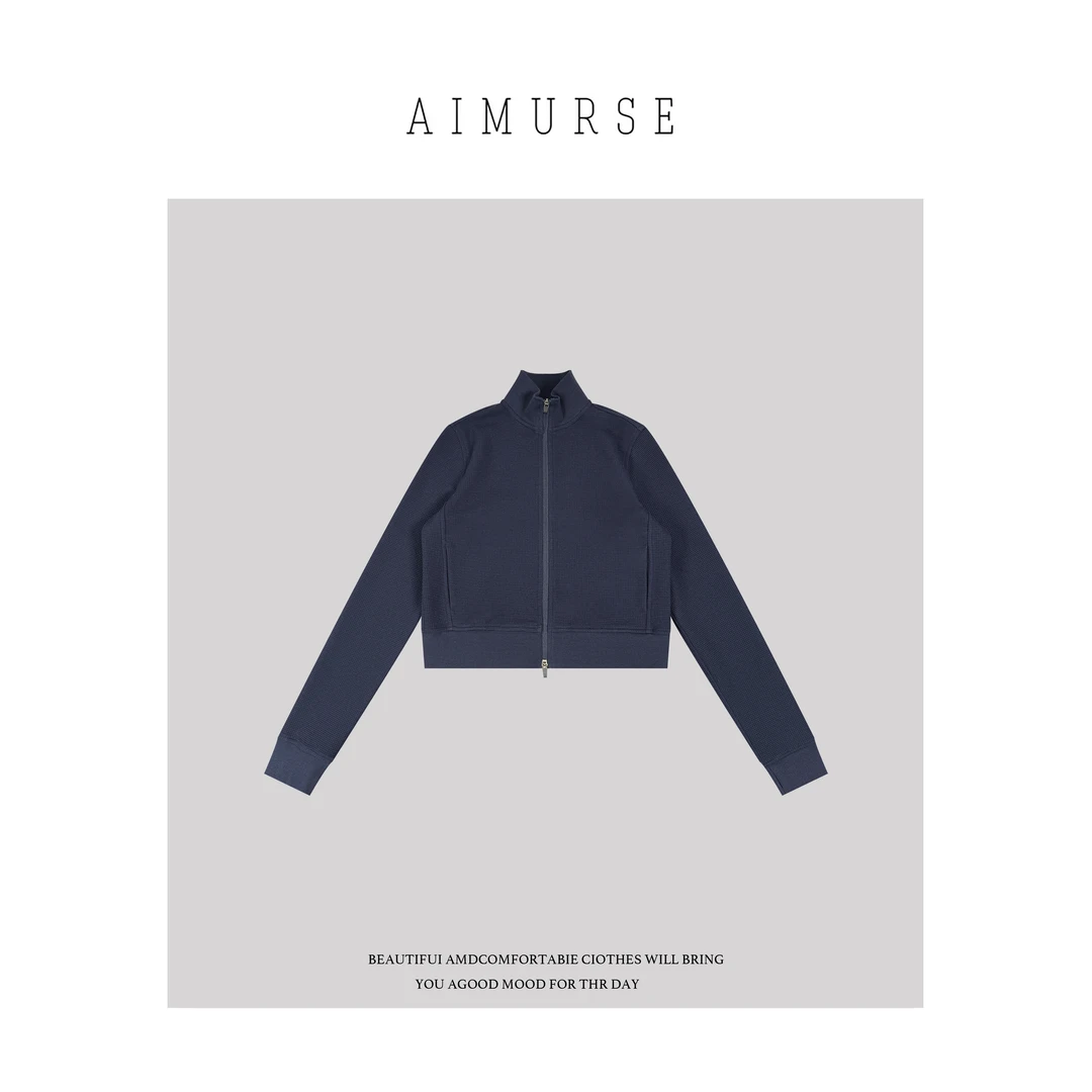 AIMURSE【华夫格外套】小众设计师 华夫格质感短款休闲外套 AM70117