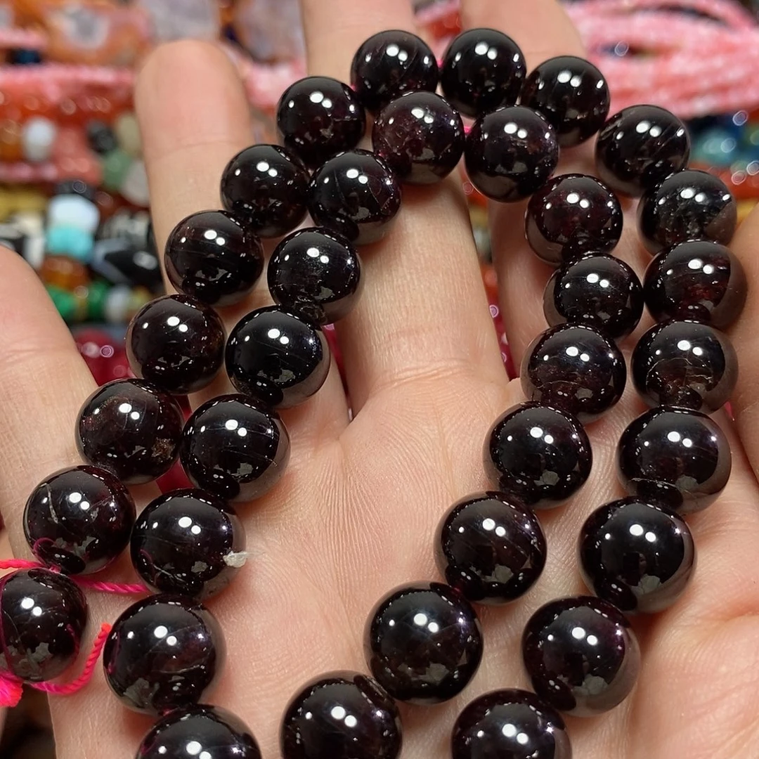 玛瑙/玉髓未镶嵌珠宝半成品天然石榴石一条卡11mm