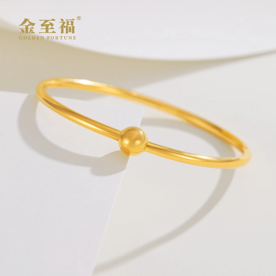 金至福足金有球必应手镯轻奢时尚简约百搭气质个性小众自戴送人