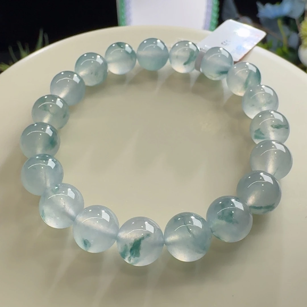 A***_未镶嵌手链翡翠高冰蓝钢飘花单圈卡9.8A姐的定金