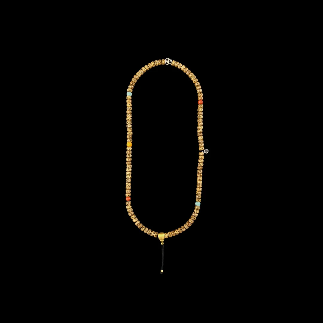 19#足球珠菩提108 珠径约7.5-8mm 长58cm 金约1.3g