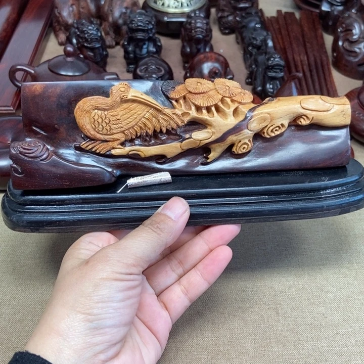 檀香紫檀（小叶紫檀）印度小叶紫檀（松鹤延年摆件）