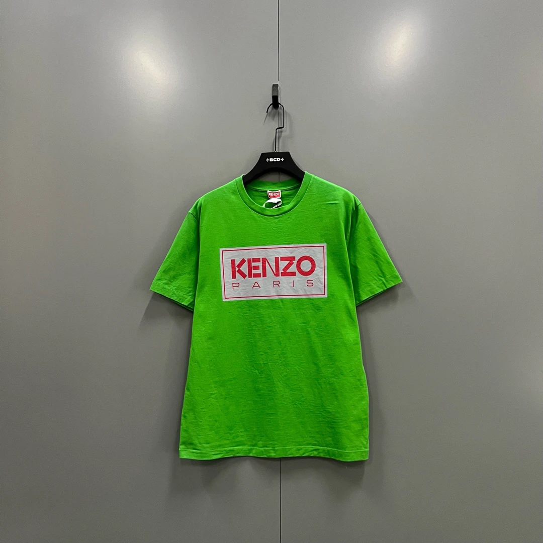 95新 KENZO/肯佐 (Ll) 绿色logo印花短袖 L码011019