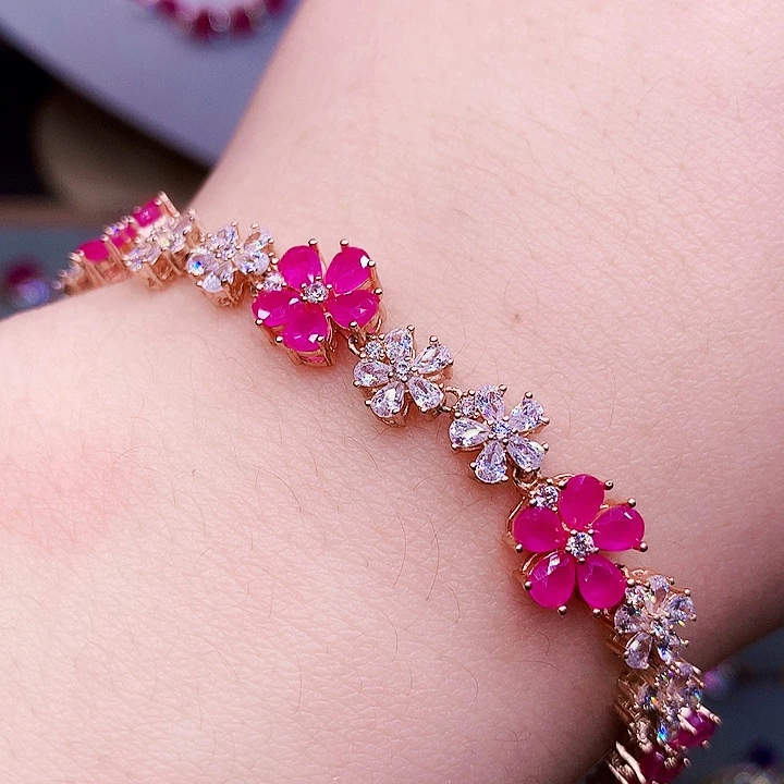 红宝石手链银S925镶嵌