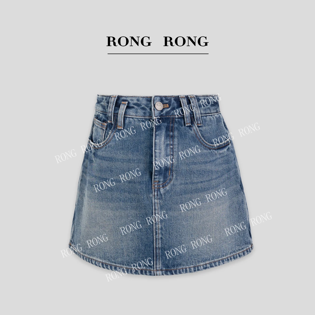 溶溶J【杂志超模】 RONGRONG 100棉修腿时尚百搭显瘦牛仔裙裤女W396
