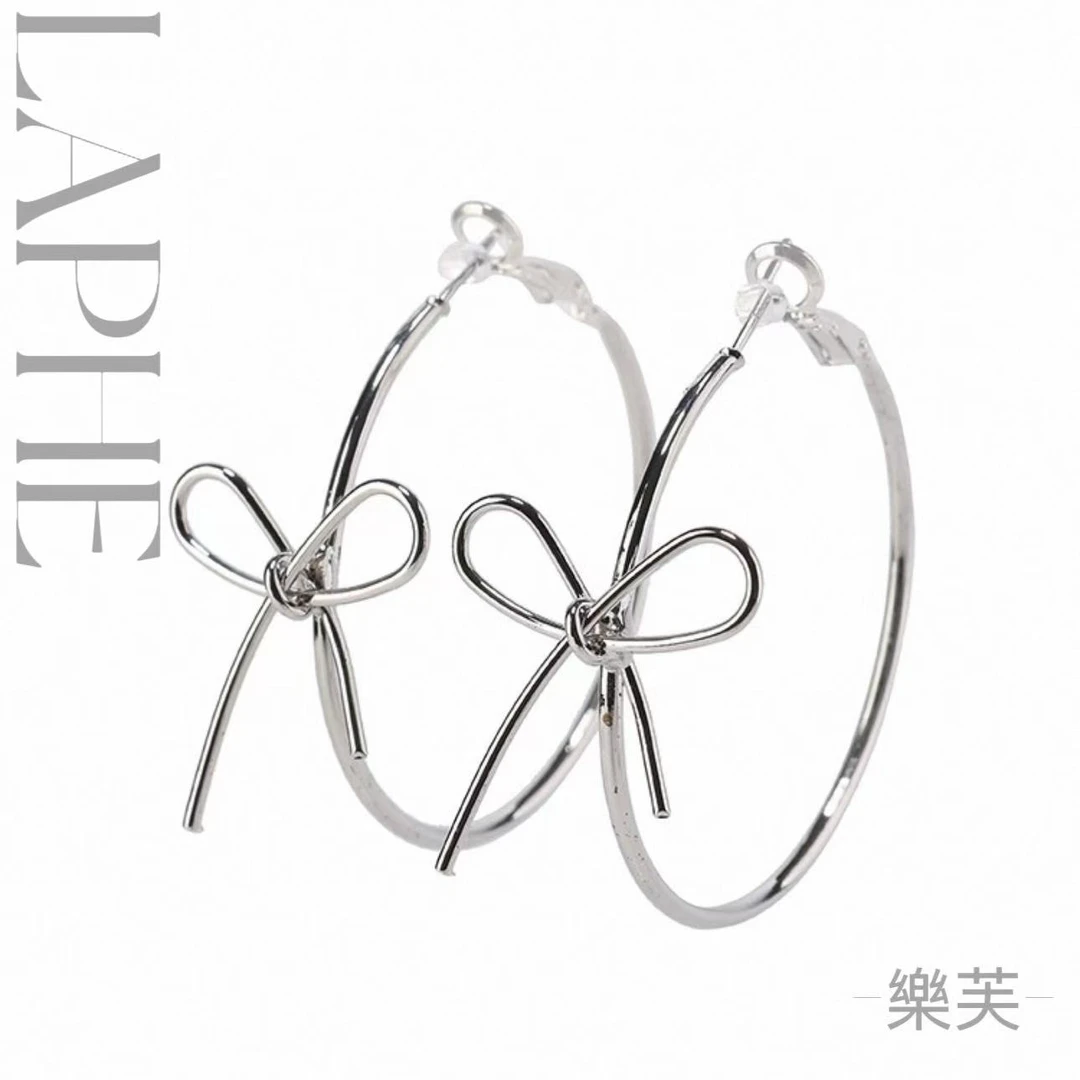 合金耳饰 LAPHE 金属蝴蝶结耳圈夸张小众设计显脸小耳环+