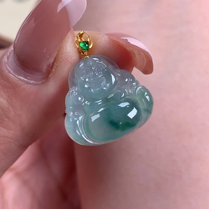 翡翠颈饰18K金镶嵌远*.佛公