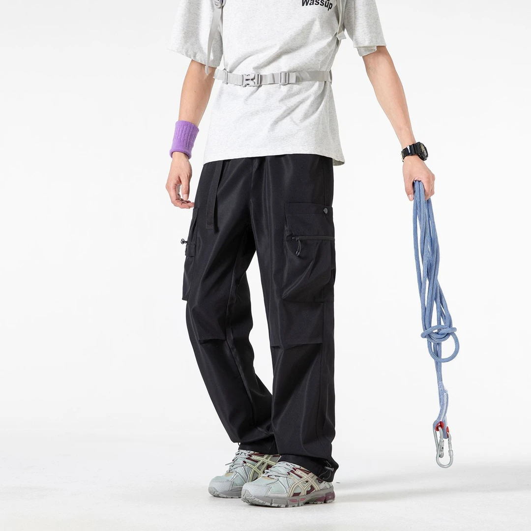 夏季美式口袋工装裤男士户外新款休闲百搭直筒冲锋长裤宽松休闲裤