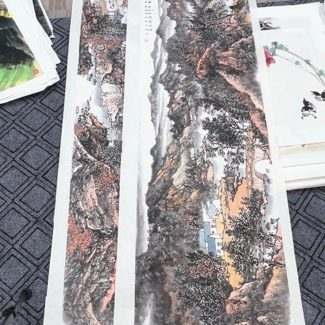 *****国画赵自清老师小六对开冯2