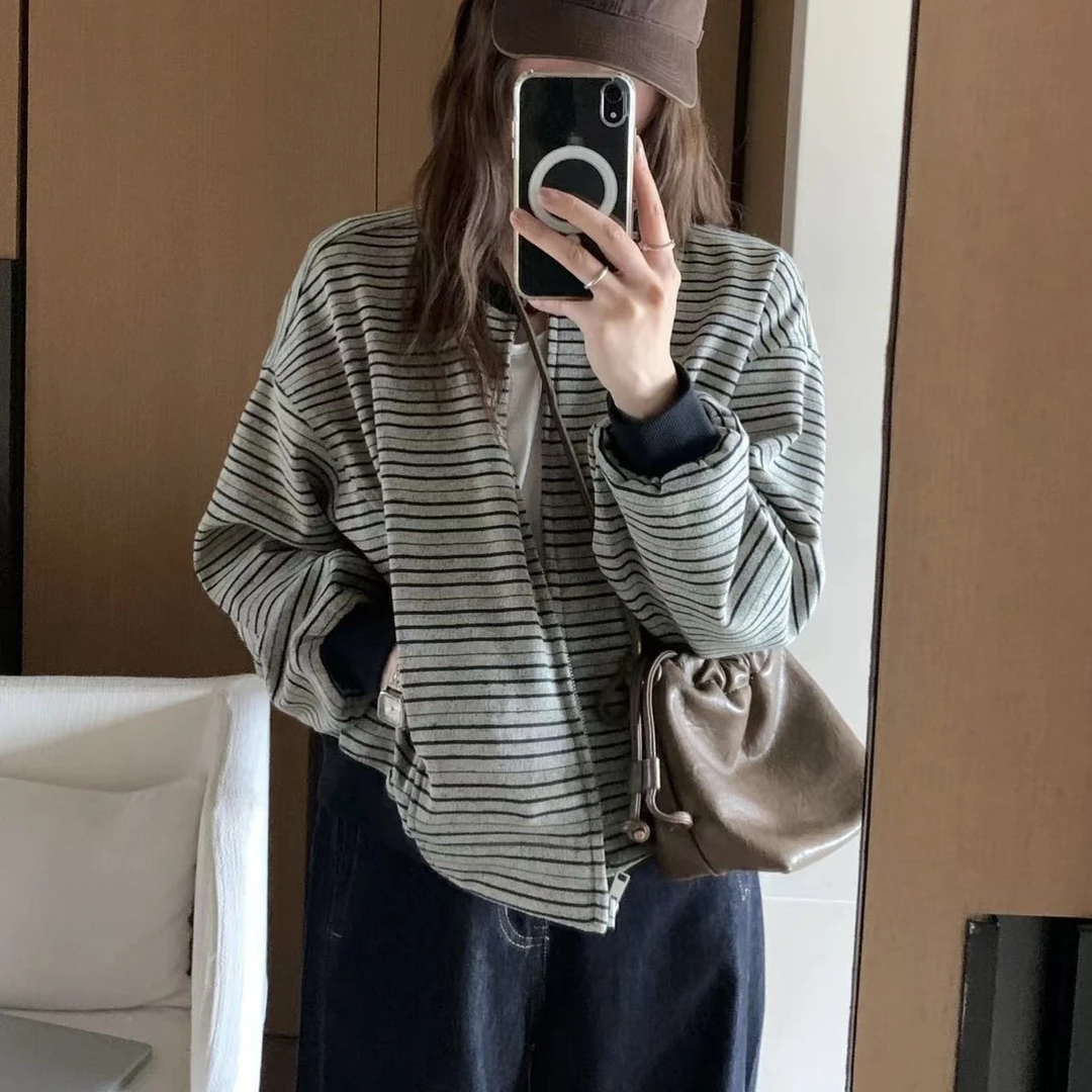 【小扁家】春款条纹拉链卫衣夹克