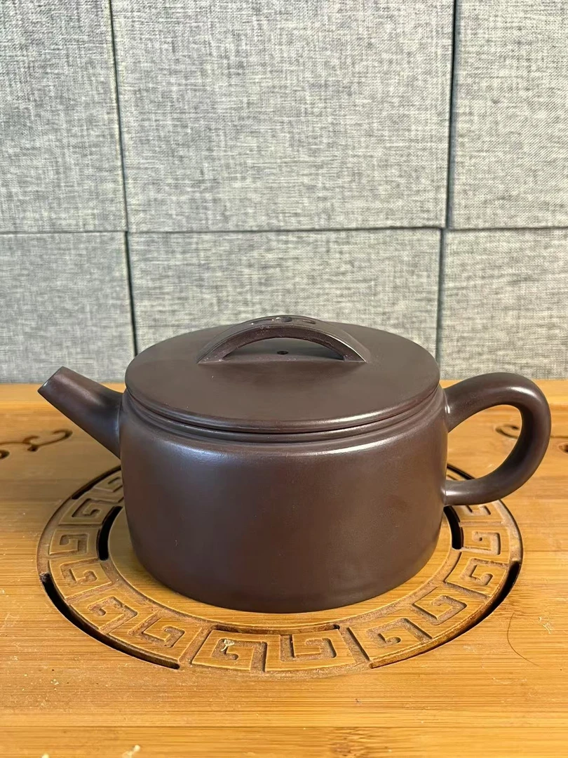 精品纯手工赤龙血砂光器大口汉瓦紫砂茶壶