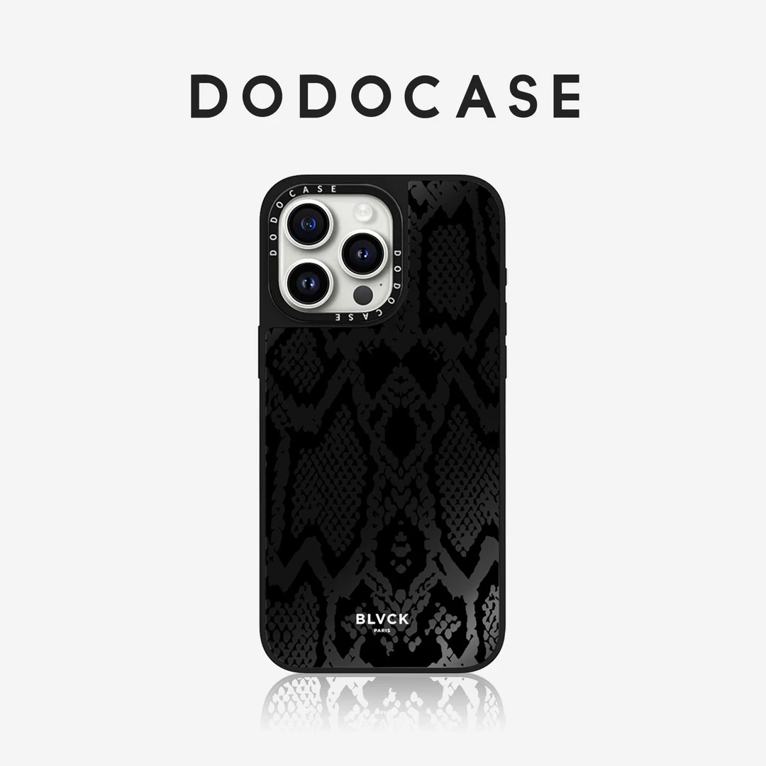 黑色蛇纹镜面磁吸壳适用苹果16壳iphone13/4promax防摔15全包17壳