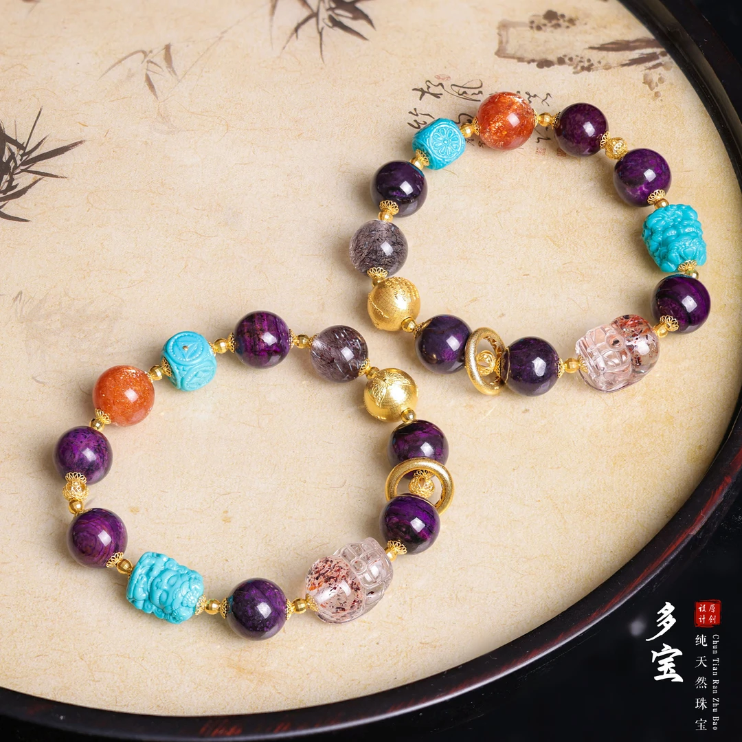 【桃总推荐】18k舒俱来金草莓貔貅多宝手串多样性发一件@ZY50114007