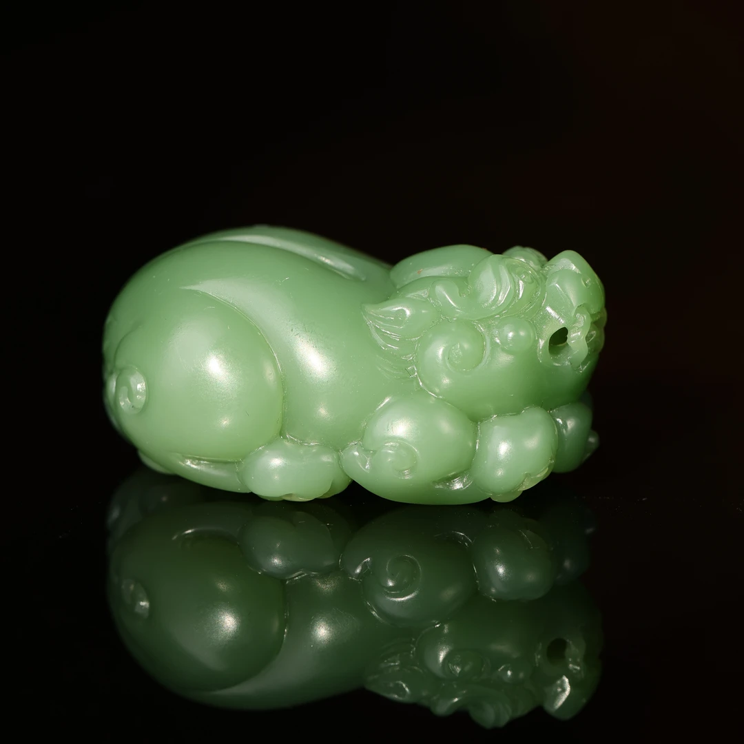 和田玉碧玉貔貅挂坠2509220861