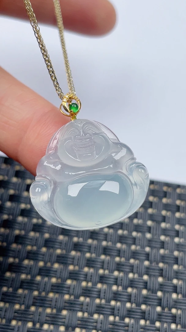 缅甸天然翡翠A货冰佛公吊坠尺寸24.2-26.5-6
