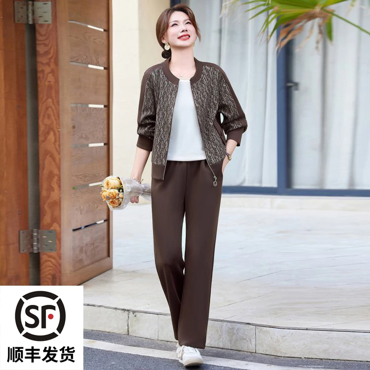 2025新款秋装妈妈休闲运动服套装卫衣洋气中老年外套春秋女两件套