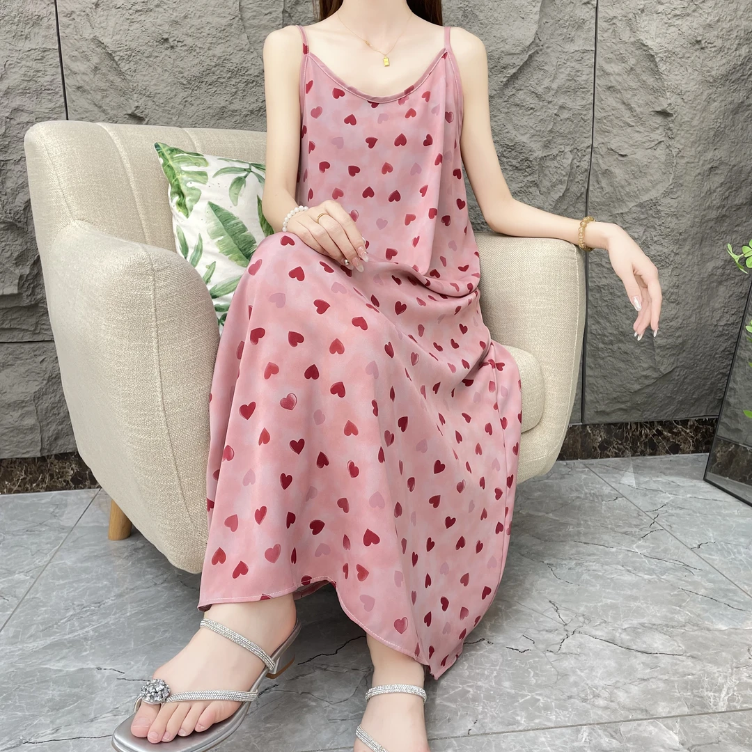 【粉雾幽兰】夏季碎花法式宽松气质吊带洋气连衣裙女宽松连衣裙女款