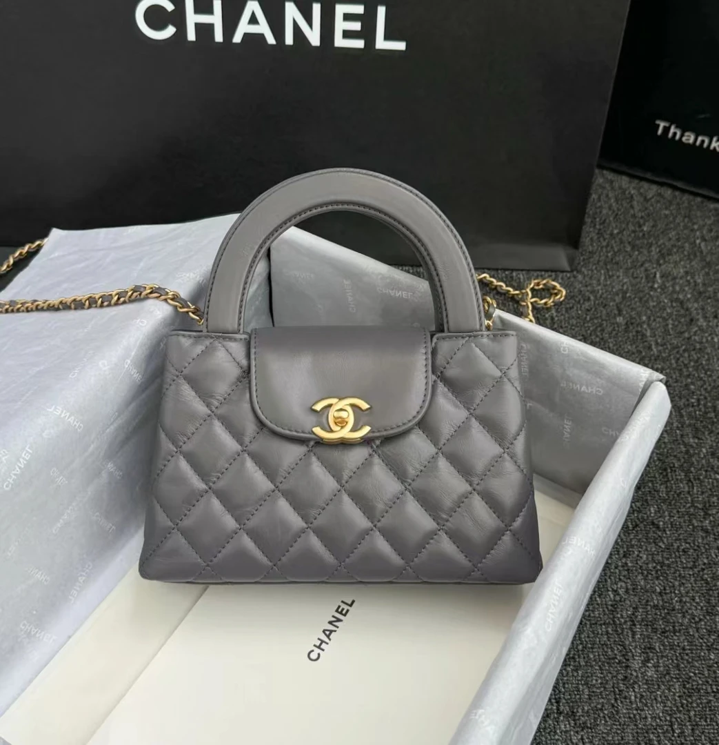 99新 Chanel/香奈儿 深灰色金扣kelly包 20cm 芯片款 16866118
