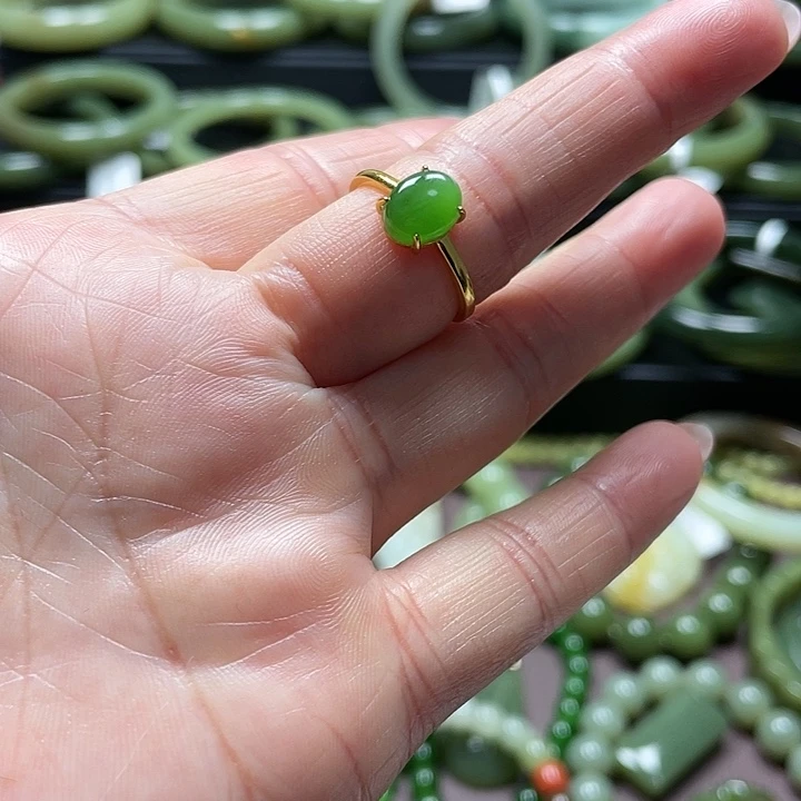 和田玉（碧玉）银S925镶嵌戒指